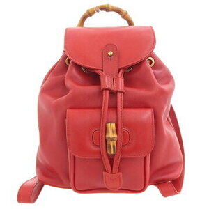 Gucci Bamboo Backpack Leather Red
